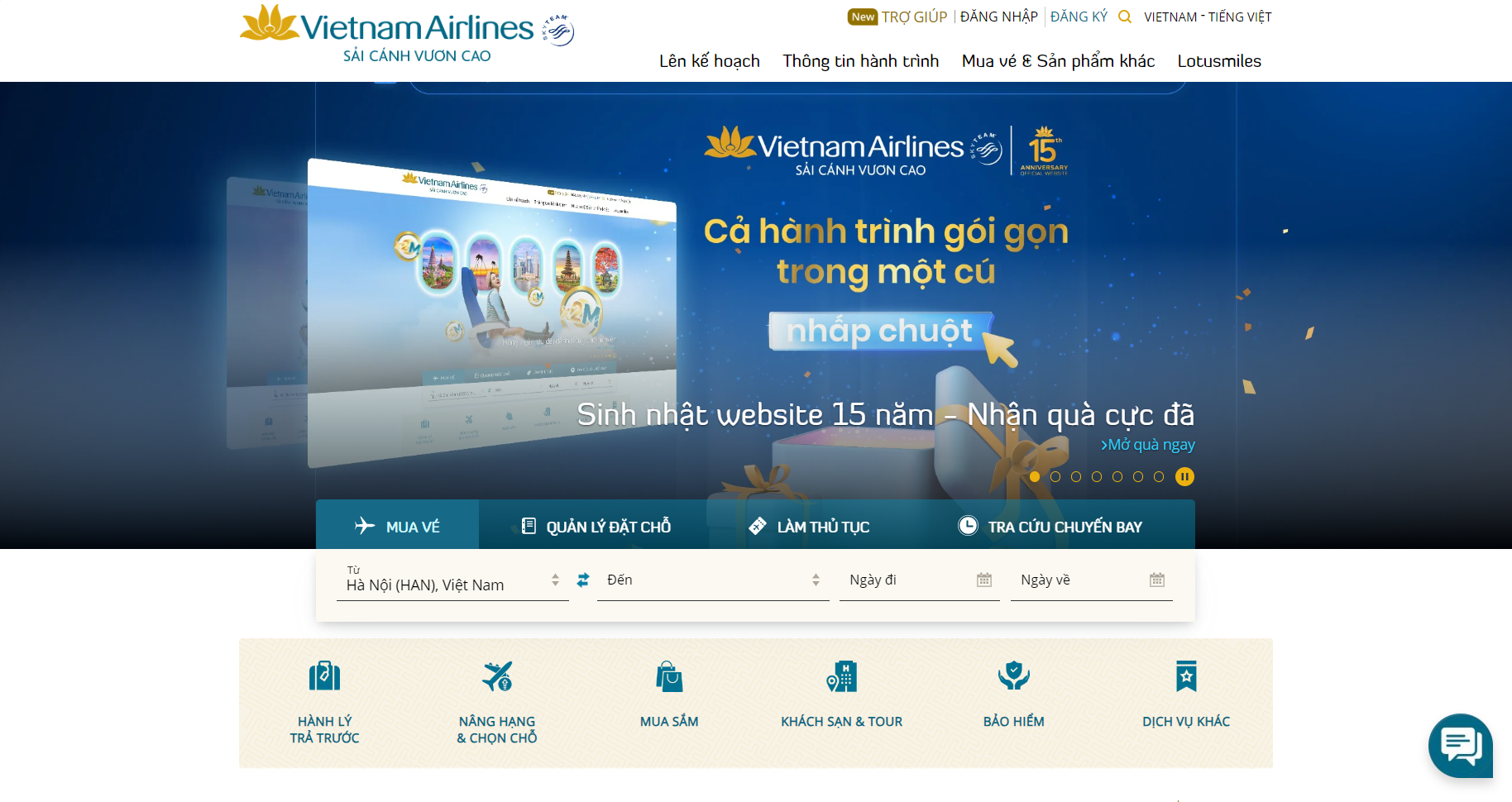 Website chính thức của Vietnam Airlines